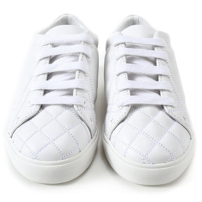 Baby Optic White Calf Grain Leather Trainers