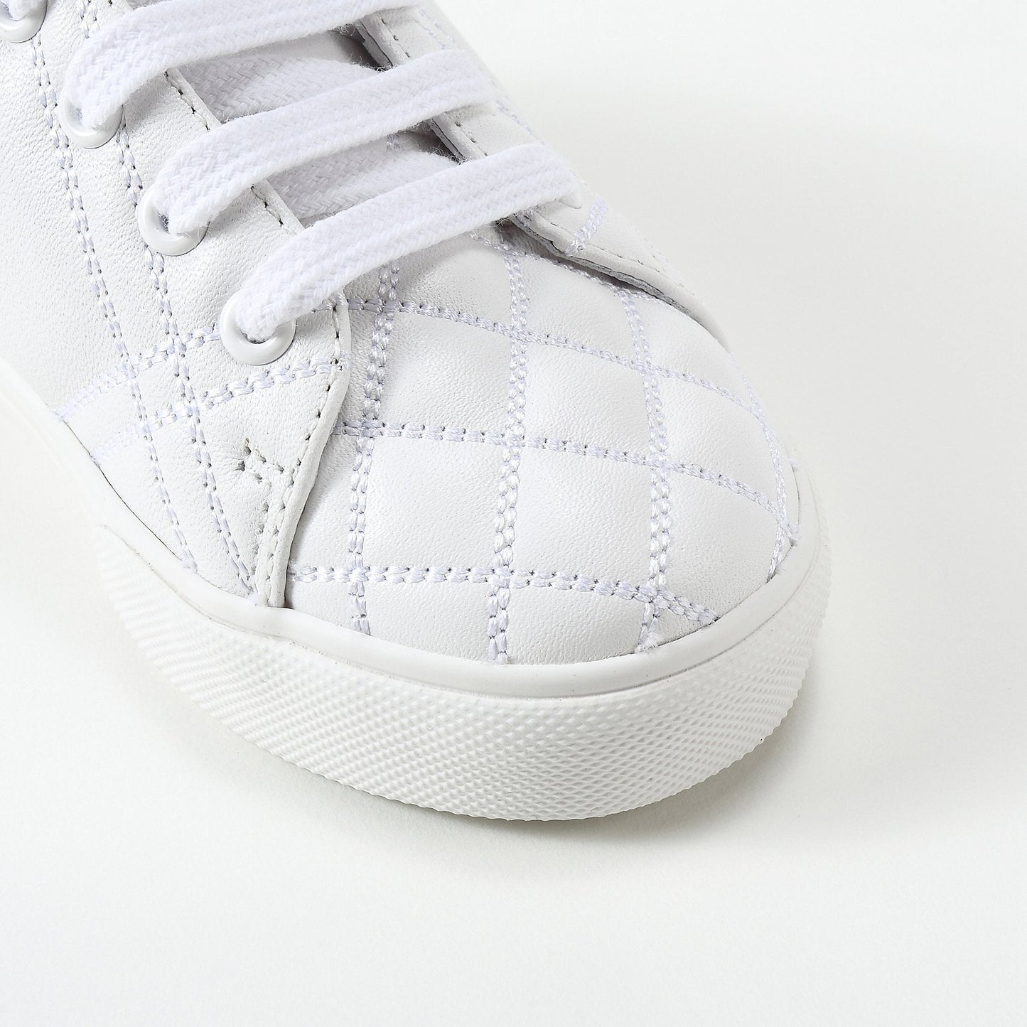 Baby Optic White Calf Grain Leather Trainers