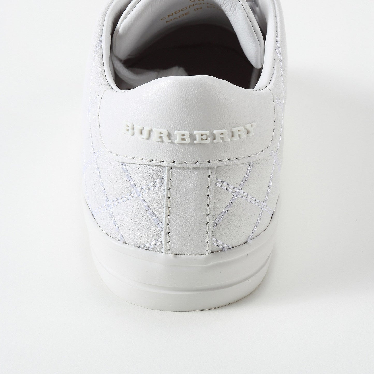 Baby Optic White Calf Grain Leather Trainers