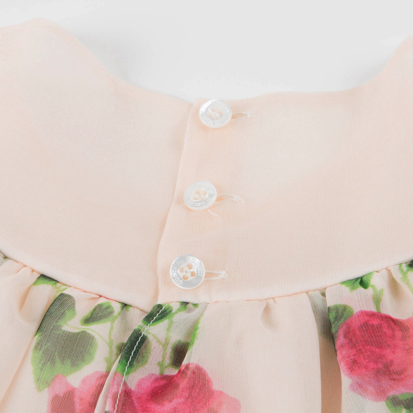 Girls Ivory & Pink Printed Silk Dress