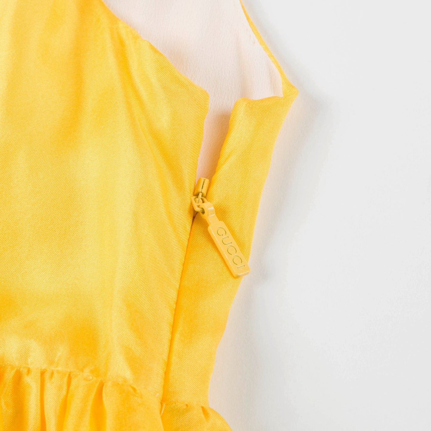 Girls Yellow & Blue Silk Cat Print Dress