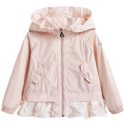 Baby Girls Light Pink Windbreaker Jacket With Lace