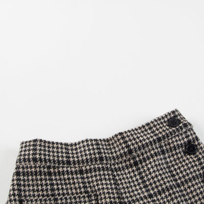 Girls Black Check Wool Trousers