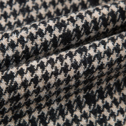 Girls Black Check Wool Trousers