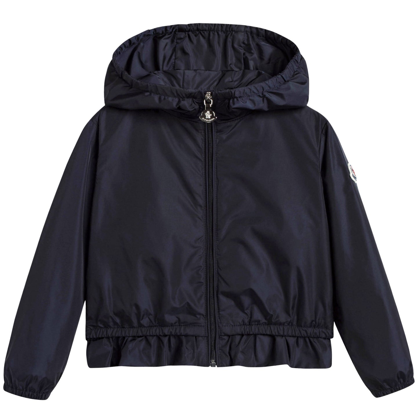 Girls Dark Blue Windbreaker Jacket With Flounces