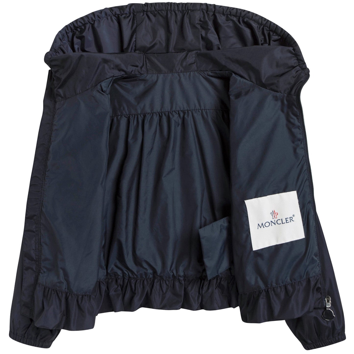 Girls Dark Blue Windbreaker Jacket With Flounces