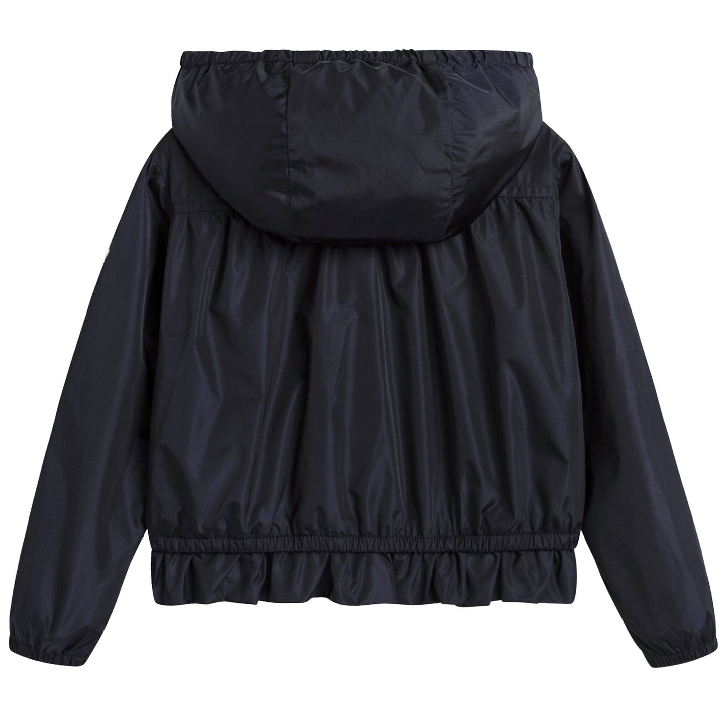 Girls Dark Blue Windbreaker Jacket With Flounces