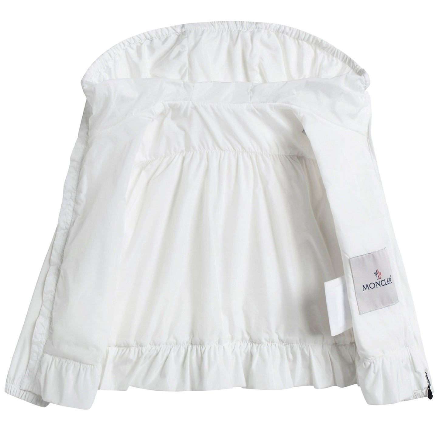 Baby Girls White Windbreaker Jacket With Flounces