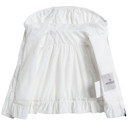 Baby Girls White Windbreaker Jacket With Flounces