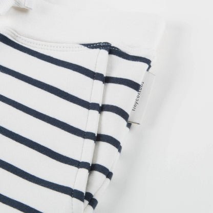Girls Off White & Navy Small Stripes Shorts