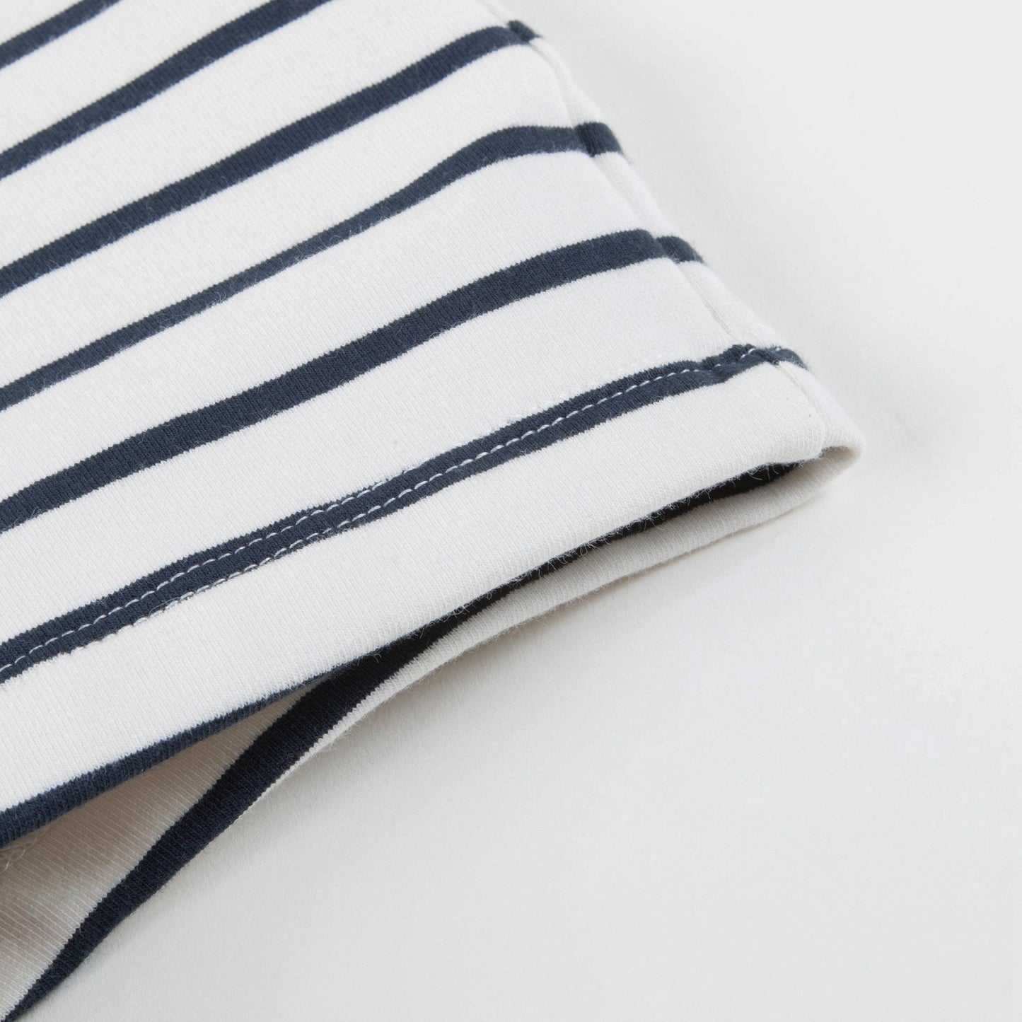 Girls Off White & Navy Small Stripes Shorts