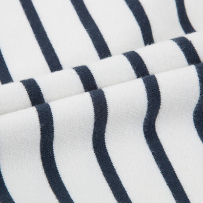 Girls Off White & Navy Small Stripes Shorts