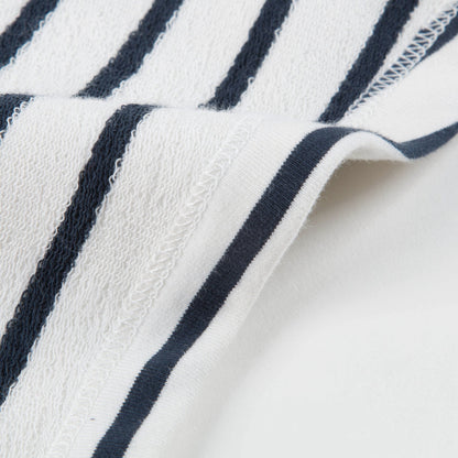 Girls Off White & Navy Small Stripes Shorts