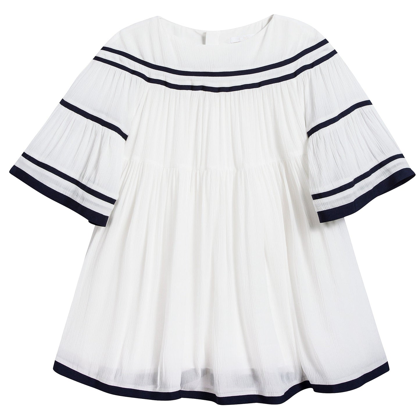 Girls Off White Viscose Dress