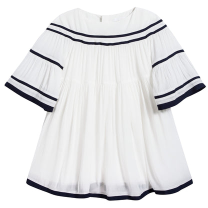 Girls Off White Viscose Dress