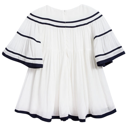Girls Off White Viscose Dress