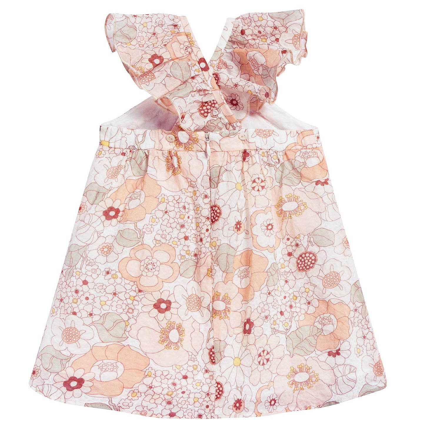 Baby Girls Rose Kaki Floral Cotton Dress