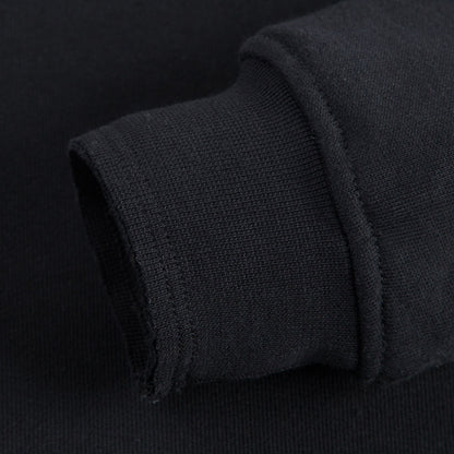 Girls Black Cotton Sweatshirt With Ribbon Trim