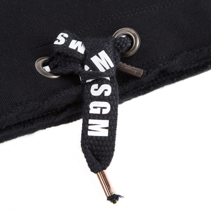 Girls Black Cotton Sweatshirt With Ribbon Trim