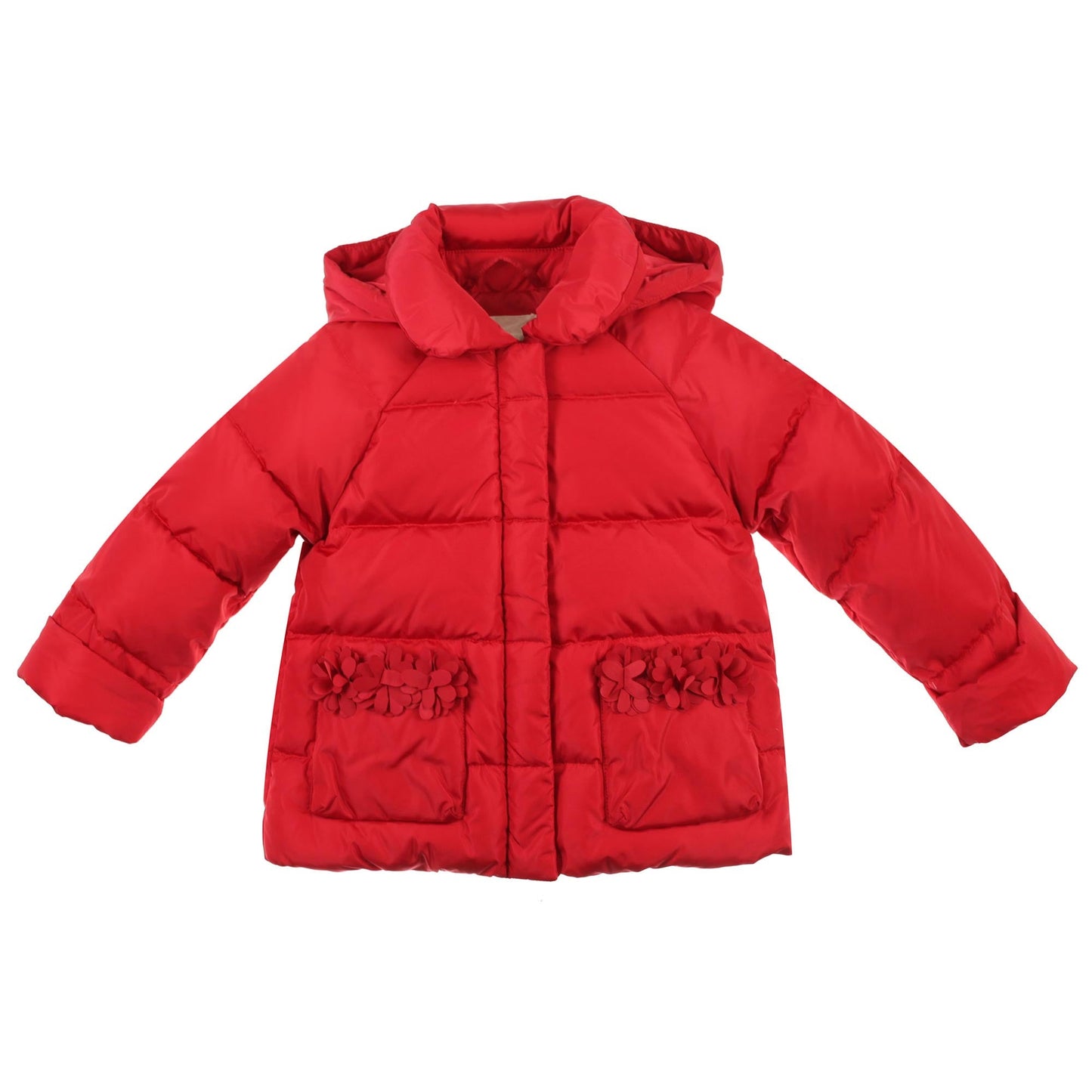 Baby Girls Poppy Red Patch Trims Pocket Hooded Jacket