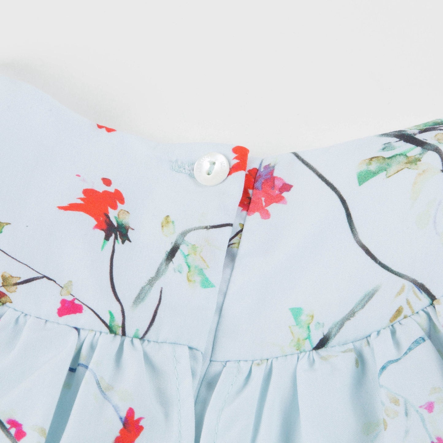 Girls Light Blue Printed Cotton Dress