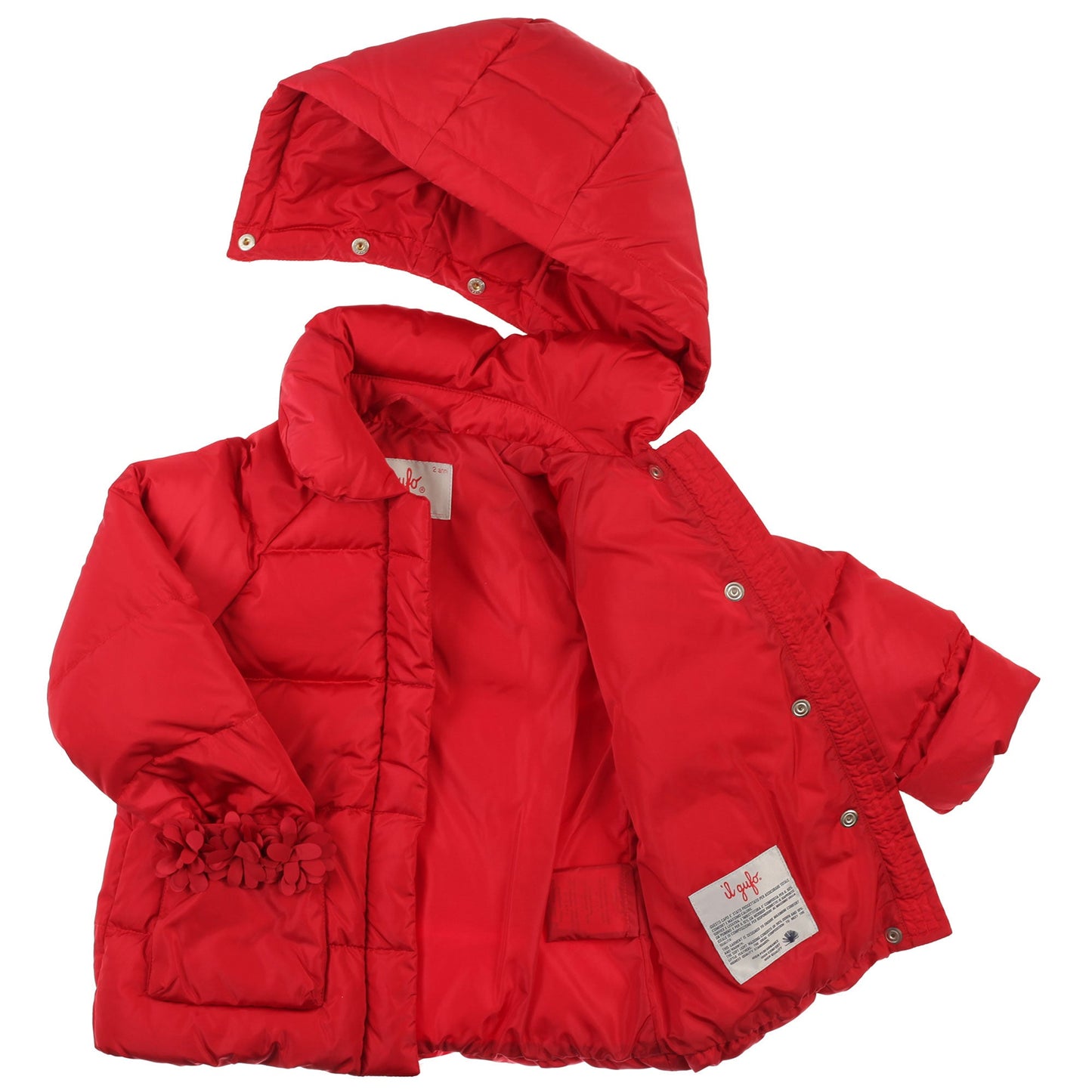 Baby Girls Poppy Red Patch Trims Pocket Hooded Jacket