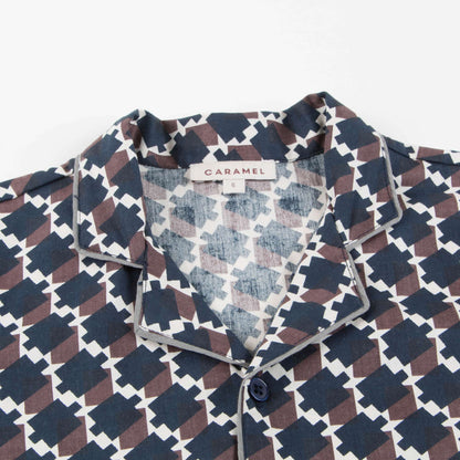 Boys Blue & Chocolate Cotton Woven T-shirt