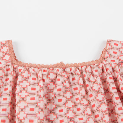 Girls Kaleido Red Cotton Woven Dress