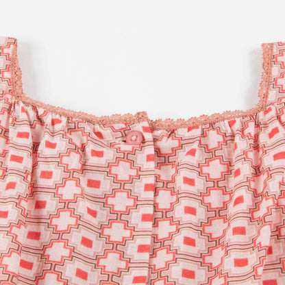 Girls Kaleido Red Cotton Woven Dress