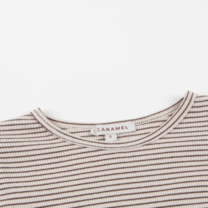 Girls & Boys Sand And Chocolate Stripe Cotton Jersey T-shirt