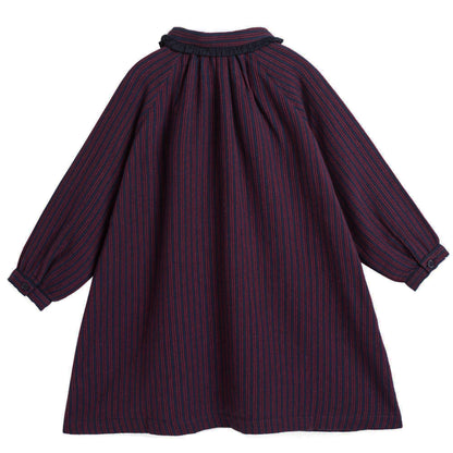 Girls Purple Rayol Striped Cotton Woven Dress