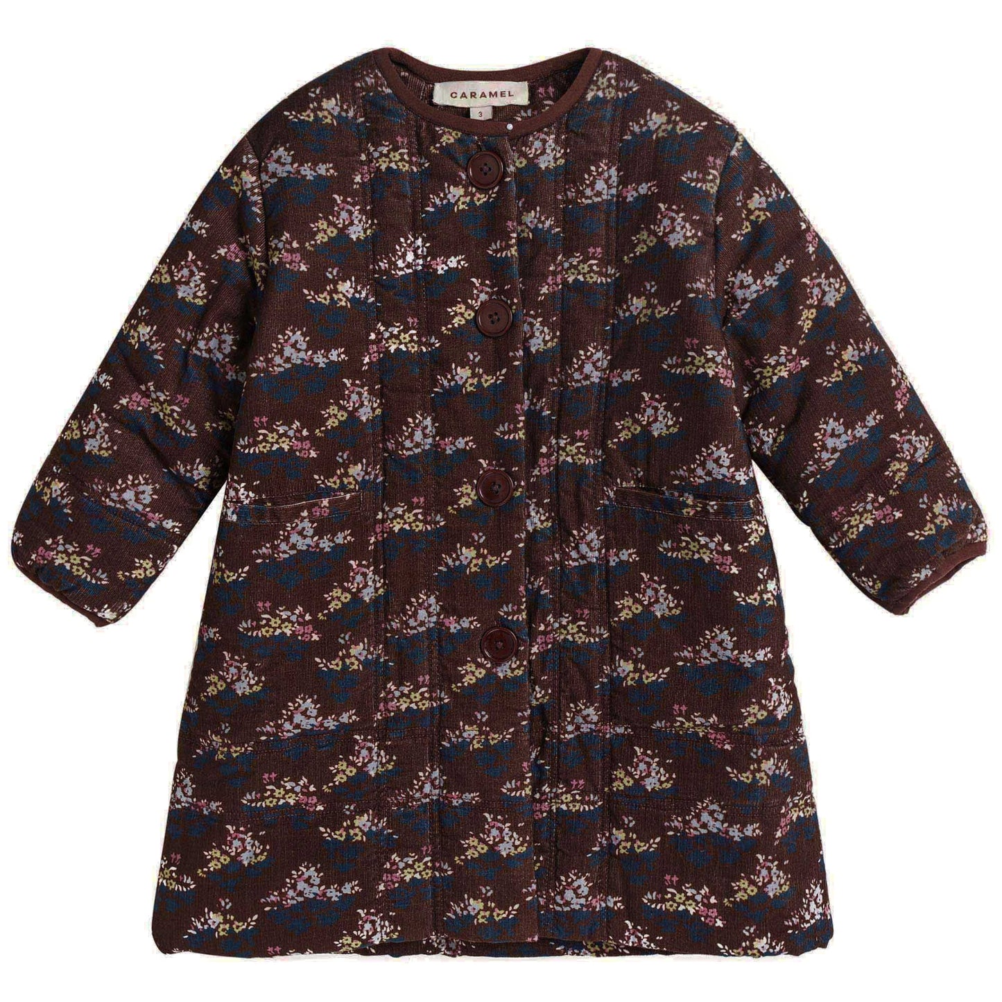 Girls Wine Red Velvet Flower printed Cotton Jacket