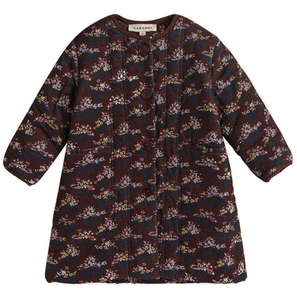 Girls Wine Red Velvet Flower printed Cotton Jacket