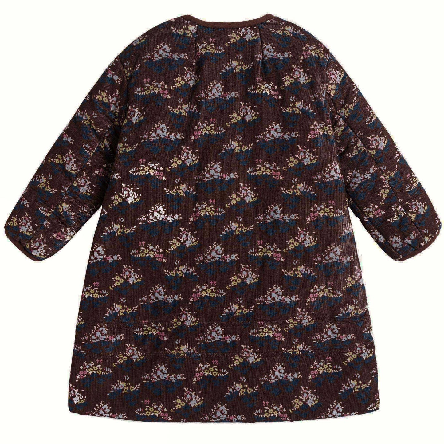 Girls Wine Red Velvet Flower printed Cotton Jacket