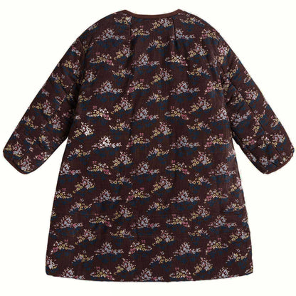 Girls Wine Red Velvet Flower printed Cotton Jacket
