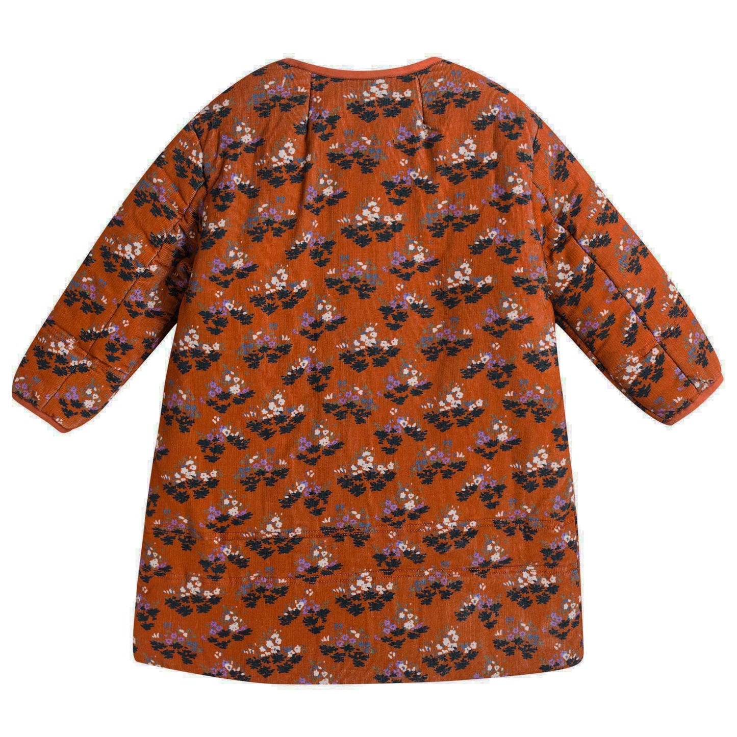 Girls Brown Velvet Flower printed Cotton Jacket