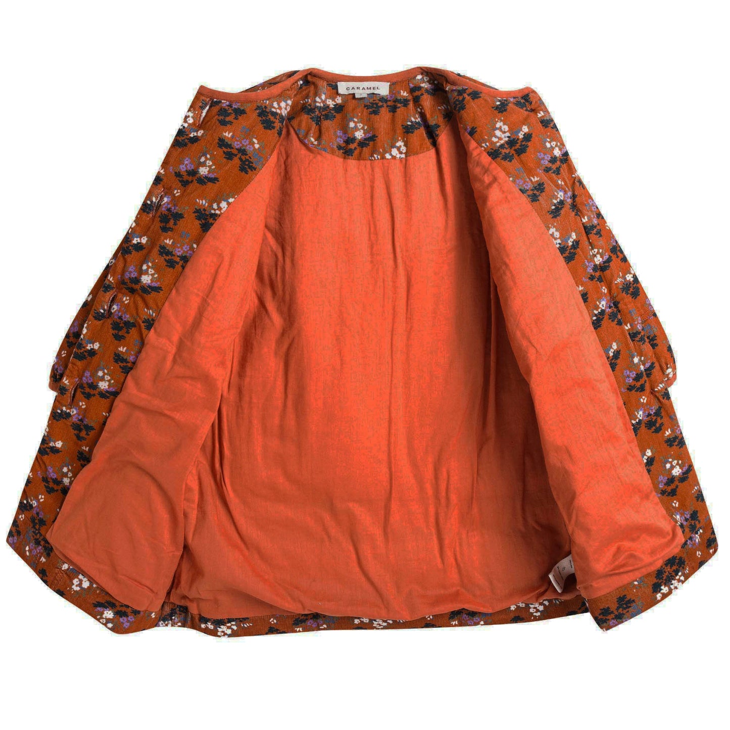 Girls Brown Velvet Flower printed Cotton Jacket