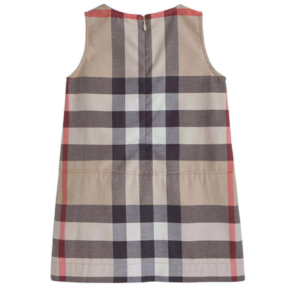 Baby Girls Beige New Classic Check Cotton Dress