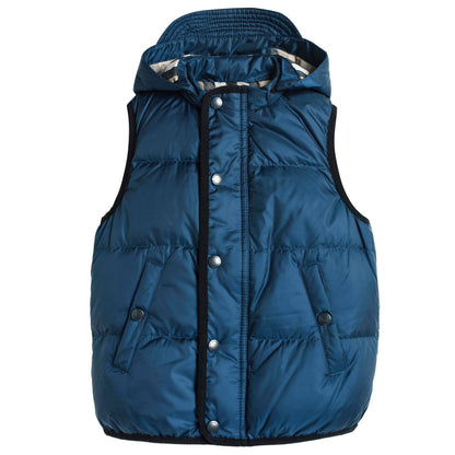 Boys Navy Blue Down Padded Hooded Gilet