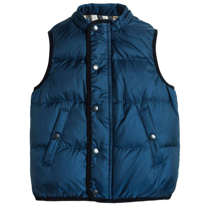 Boys Navy Blue Down Padded Hooded Gilet