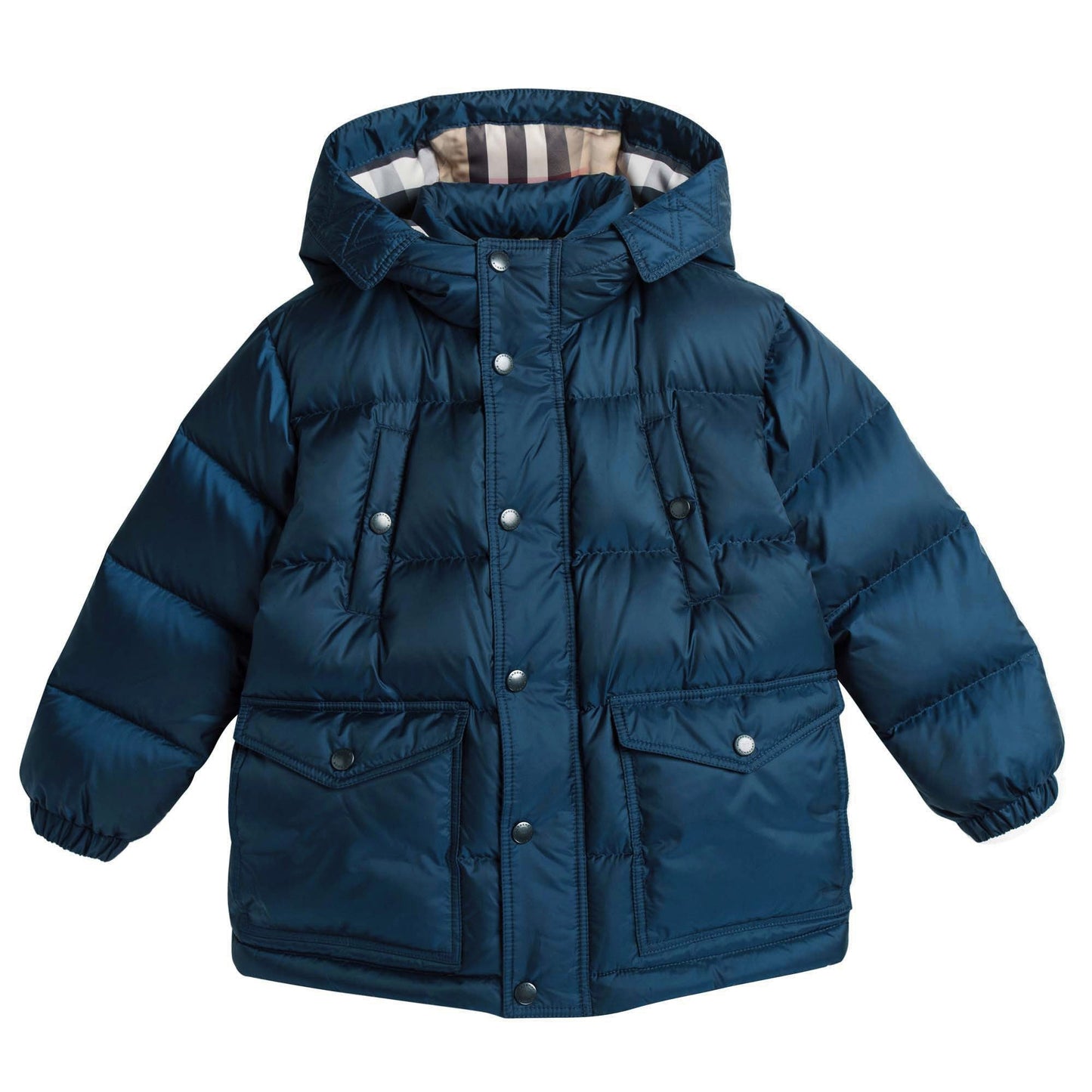 Boys Dark Blue Padded Down Hooded Jacket