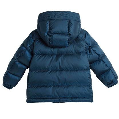 Boys Dark Blue Padded Down Hooded Jacket