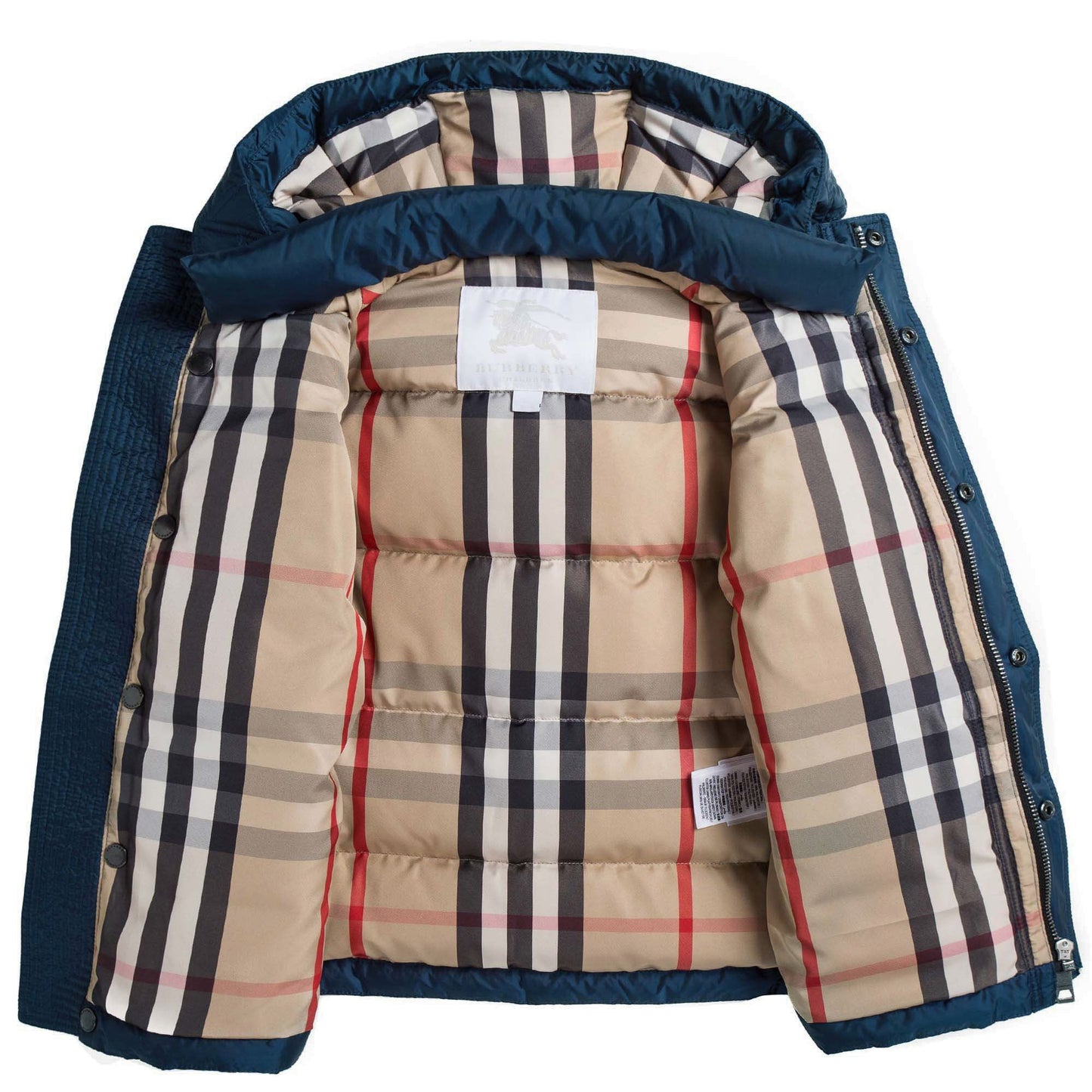 Boys Dark Blue Padded Down Hooded Jacket