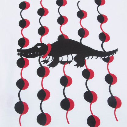 Girls White & Flame Red Cotton T-shirt