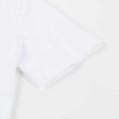 Girls White & Flame Red Cotton T-shirt