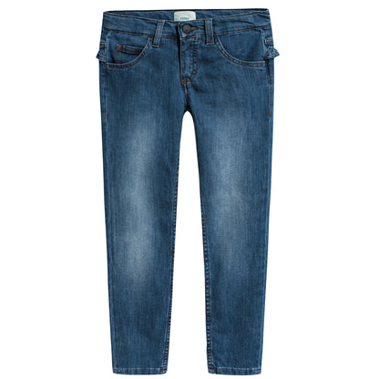 Girls Blue Stretch Denim Cotton Trousers