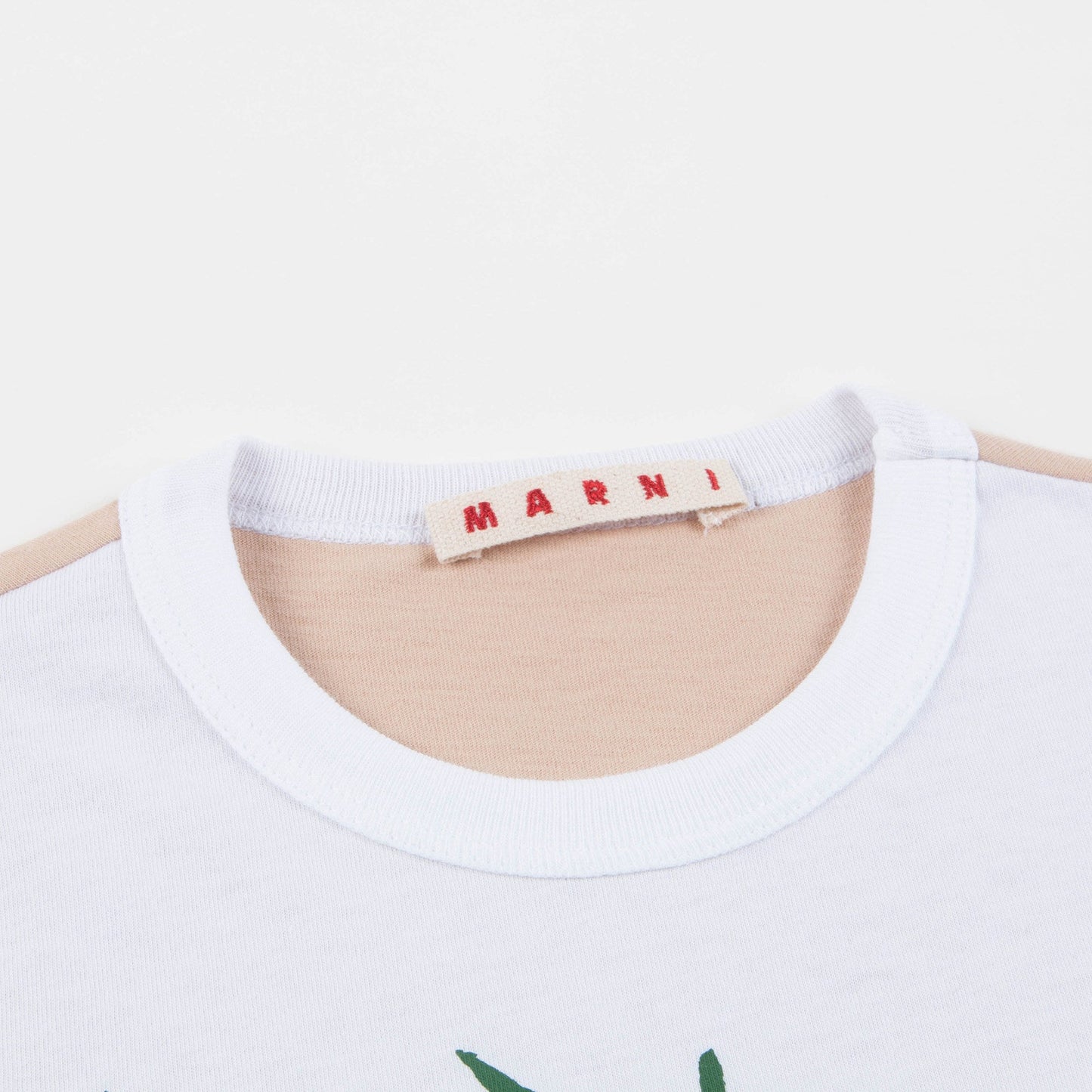 Girls White & Grayish Brown Cotton T-shirt