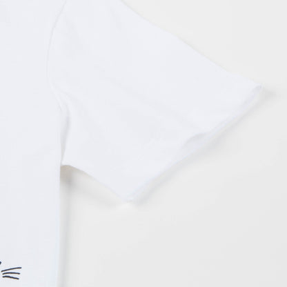 Girls White Cotton T-shirt