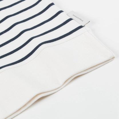 Girls Off White & Navy Small Stripes Sweatshirt