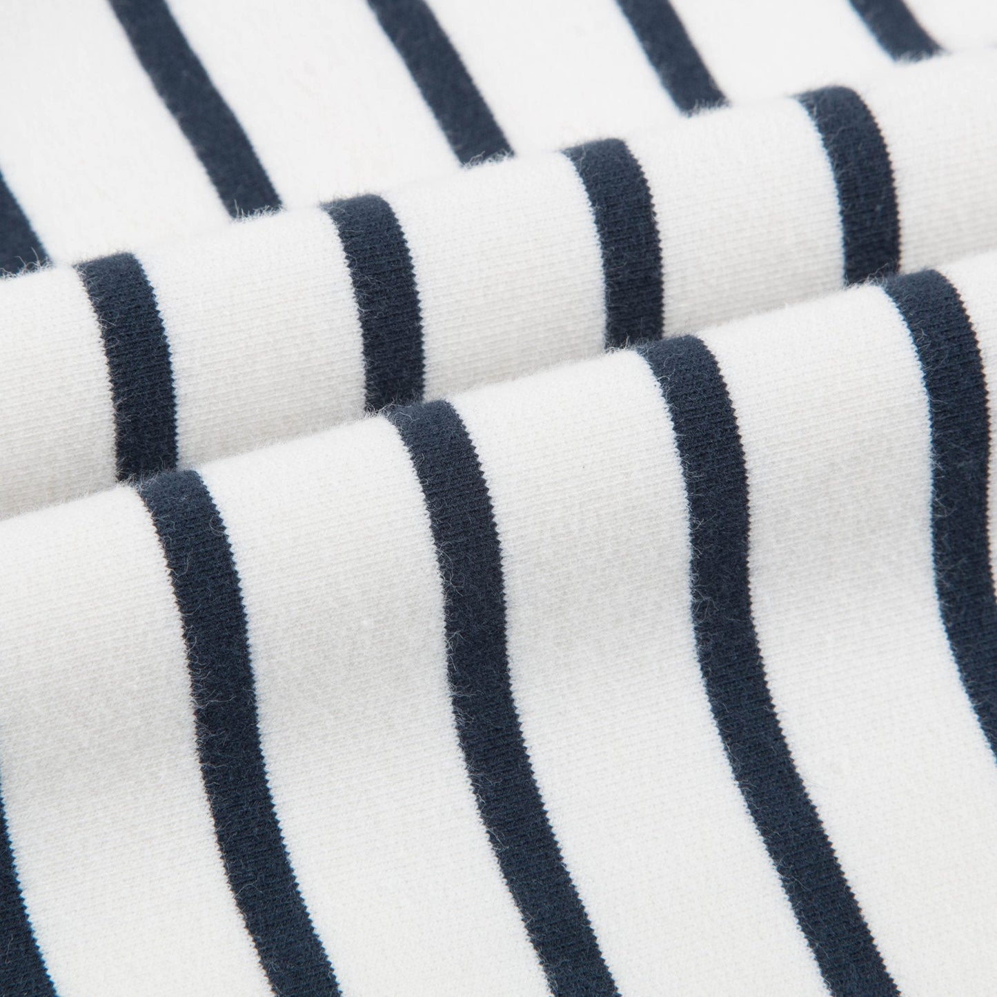 Girls Off White & Navy Small Stripes Sweatshirt